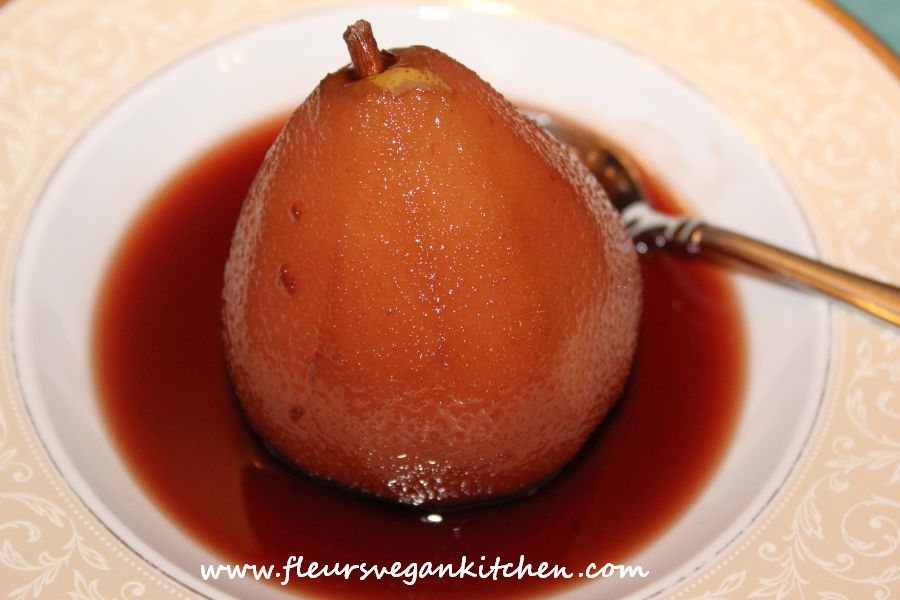 (English) Poached pears in red wine